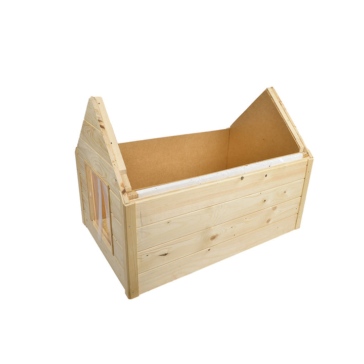 Kutya és macska fészer Woodok, szigetelt, fa, nagy XL, önszerelés és festés, impregnált tölgyfa fehérítve