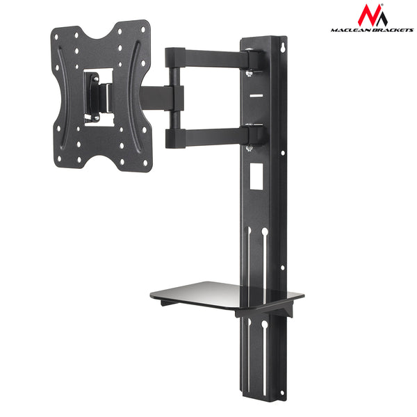 TV tartó DVD polccal Maclean, vesa 200x200 , 23"-42", 30kg, MC-771+HDMI 2.0 4K 3D UHD 1,8m Kábel 48 bit