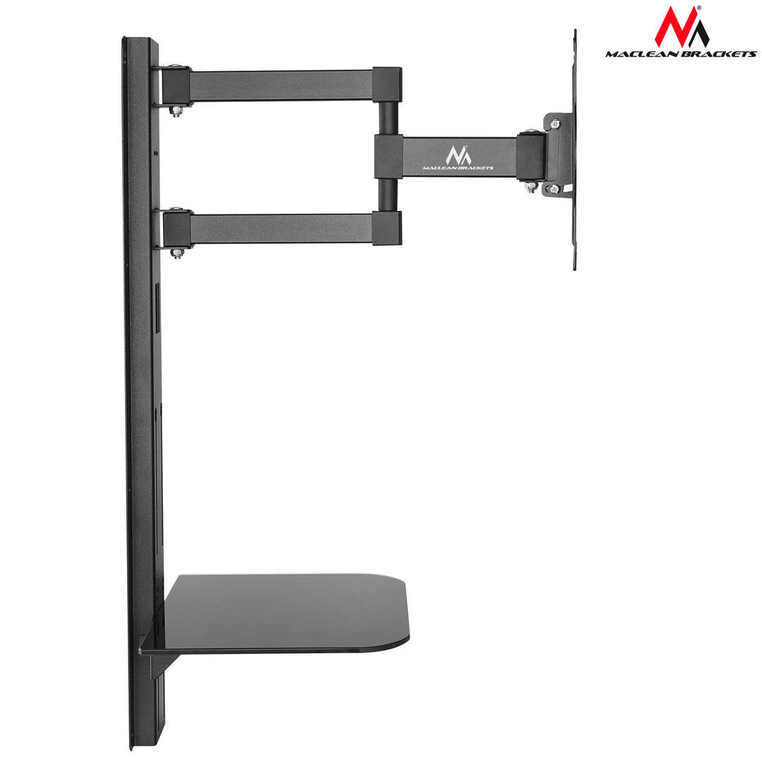 TV tartó DVD polccal Maclean, vesa 200x200 , 23"-42", 30kg, MC-771+HDMI 2.0 4K 3D UHD 1,8m Kábel 48 bit