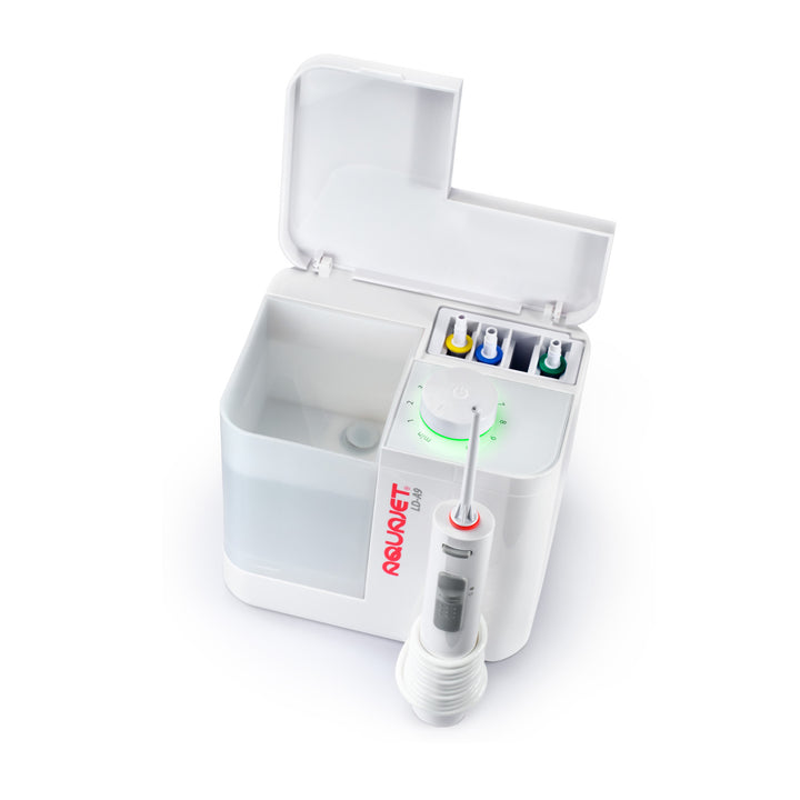Aquajet irrigátor, elektronikus vezérlés, 500 ml-es tartály, 4 tipp, LD-A9