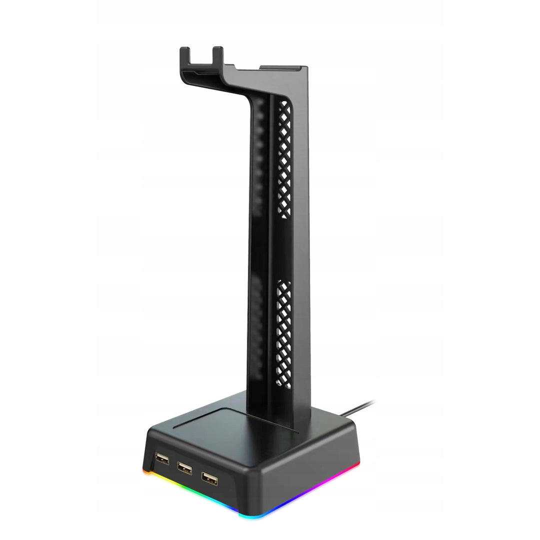 Asztali állvány fejhallgatóhoz, 3xUSB hub, LED háttérvilágítás, ST-1545