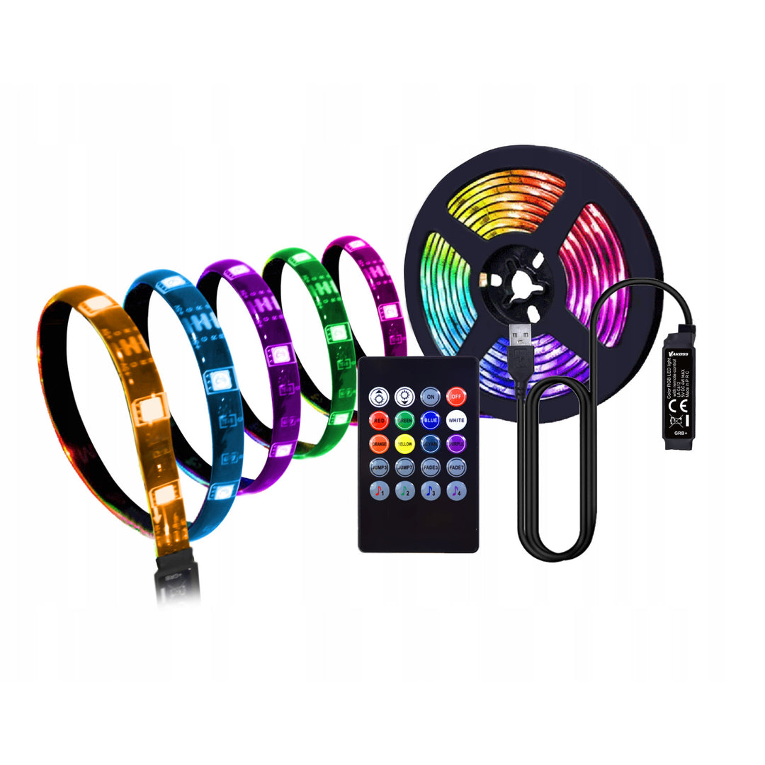 Vakoss RGB LED szalag, TV megvilágításhoz, hangvezérléssel, távirányítóval, LA-C612