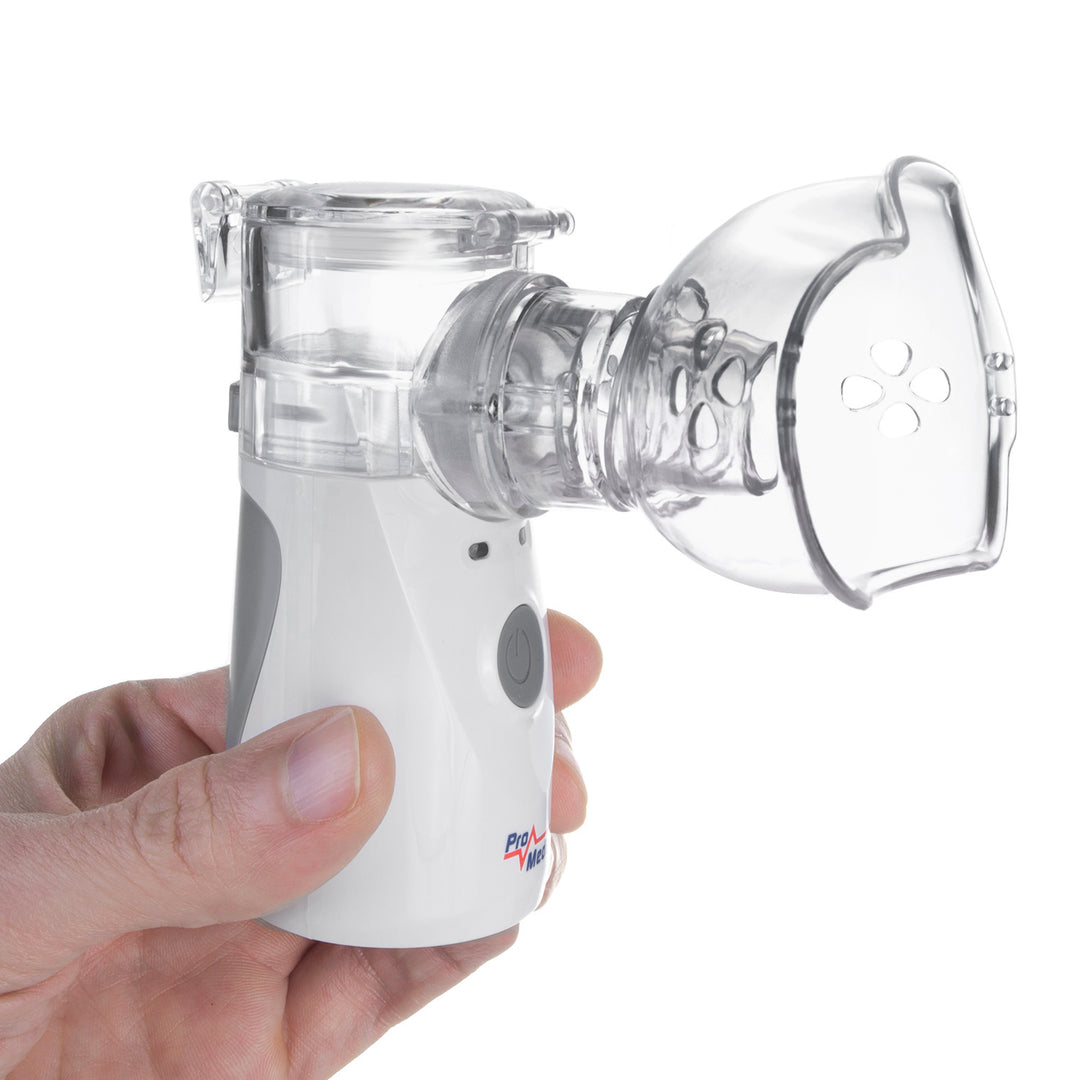 Promedix hordozható / kézi vezeték nélküli porlasztó inhalátor, készlet, maszkok, PR-835 + 2x CE EN 14683:2019 orvosi maszkok - készlet - kék színű 10 db Promedix PR-280 BFE>98%