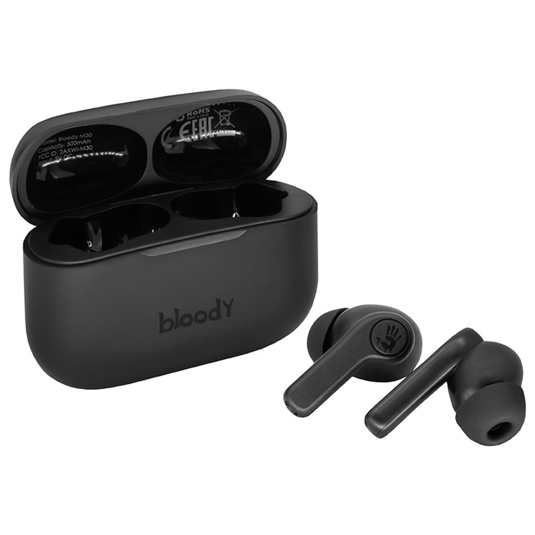 A4TECH vezeték nélküli fejhallgató, Bluetooth 5.0, BLOODY TWS M30 Fekete