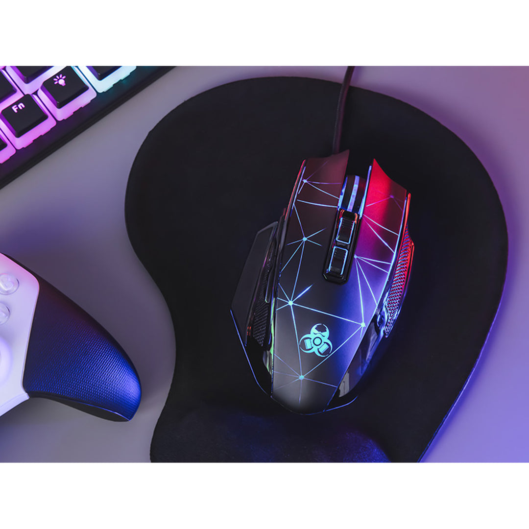 Tracer gaming egér, RGB háttérvilágítás, 7200 DPI, Space