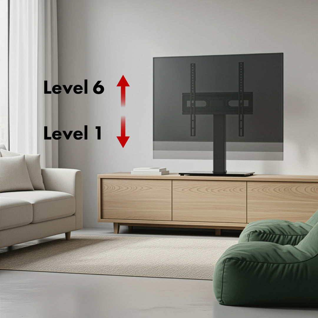 Univerzális TV állvány Maclean, RTV szekrényhez, állvány, max. 40kg, max. VESA 400x400, magasság- és szögbeállítás, 32-65" TV-hez, MC-124