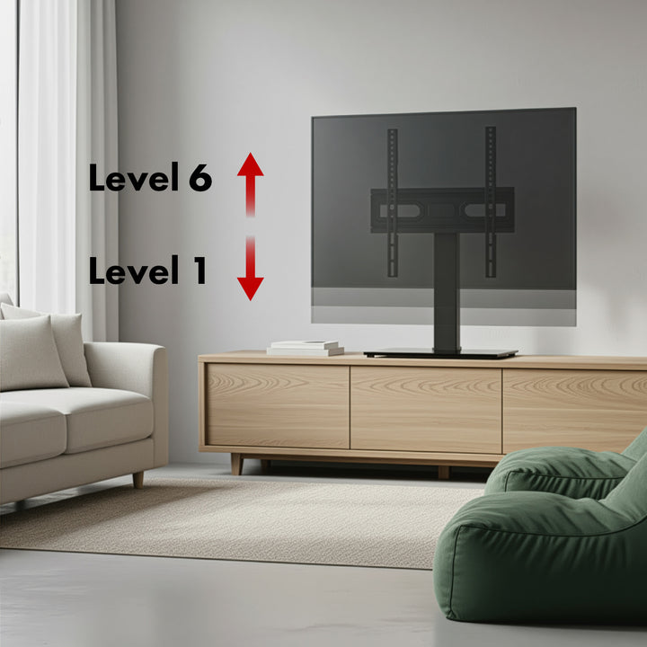 Univerzális TV állvány Maclean, RTV szekrényhez, állvány, max. 40kg, max. VESA 400x400, magasság- és szögbeállítás, 32-65" TV-hez, MC-124