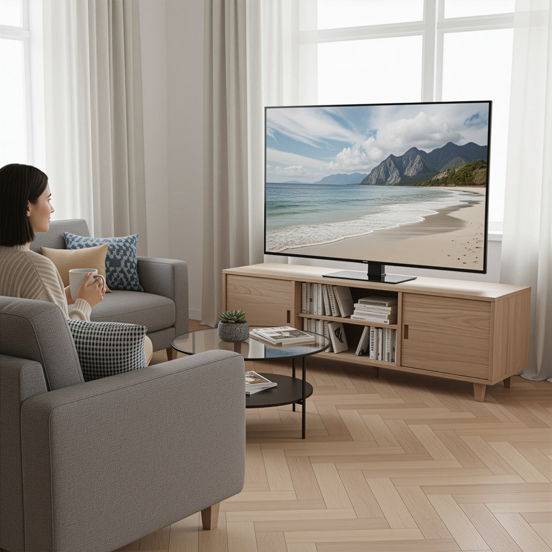 Univerzális TV állvány Maclean, RTV szekrényhez, állvány, max. 40kg, max. VESA 400x400, magasság- és szögbeállítás, 32-65" TV-hez, MC-124