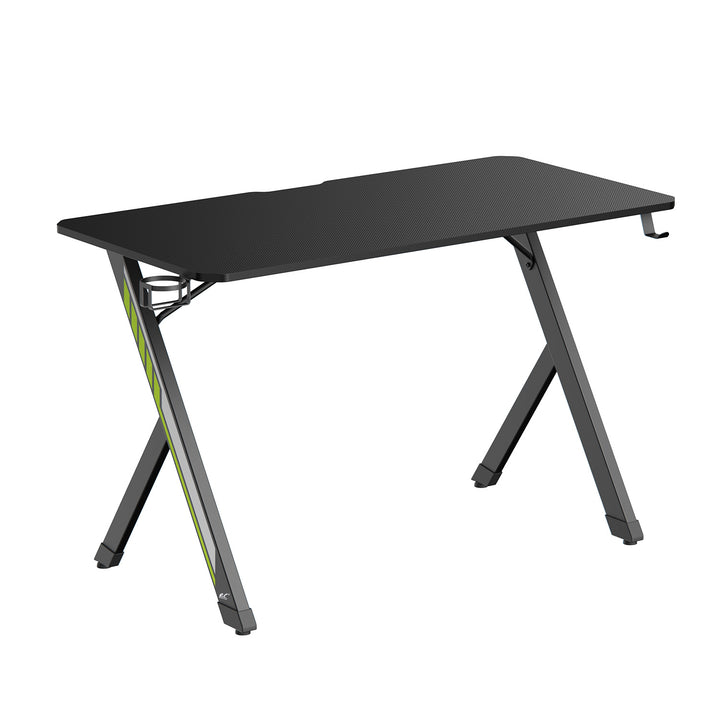 NanoRS játékasztal, fekete, fejhallgató- és pohártartóval, max. 75kg, méretek 1200x600x750mm, RS101
