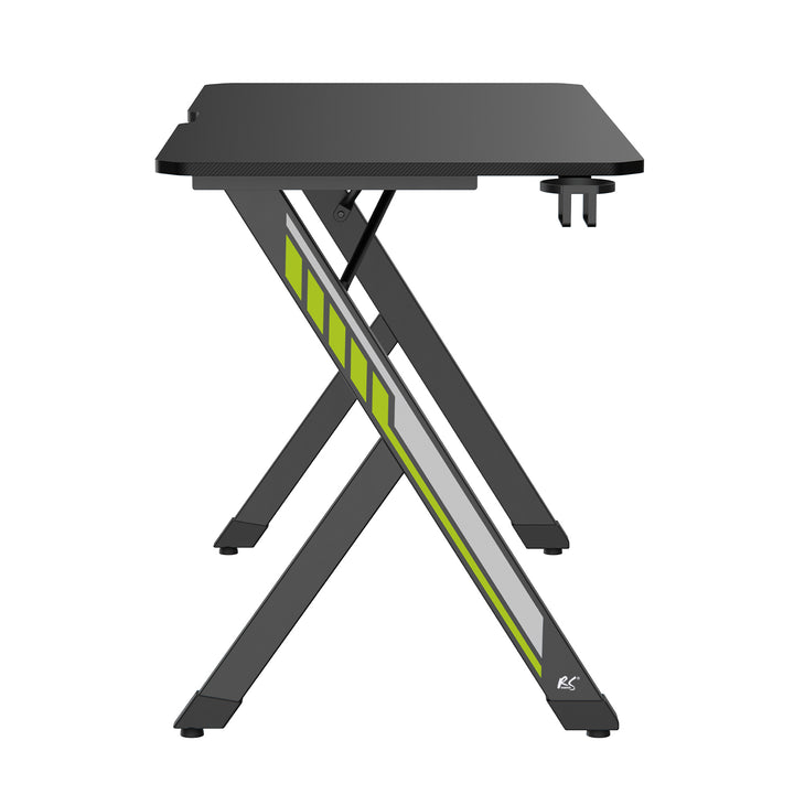 NanoRS játékasztal, fekete, fejhallgató- és pohártartóval, max. 75kg, méretek 1200x600x750mm, RS101