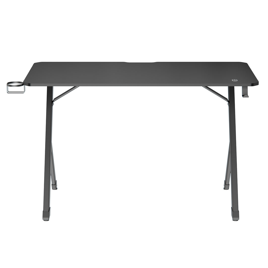 NanoRS játékasztal, fekete, fejhallgató- és pohártartóval, RGB háttérvilágítással, max. 75kg, méretek 1200x600x750mm, RS102