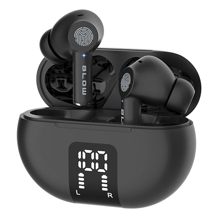 BLOW vezeték nélküli fejhallgató, Bluetooth 5.3, LED kijelző, ENC rendszer, PRO ENC BLACK