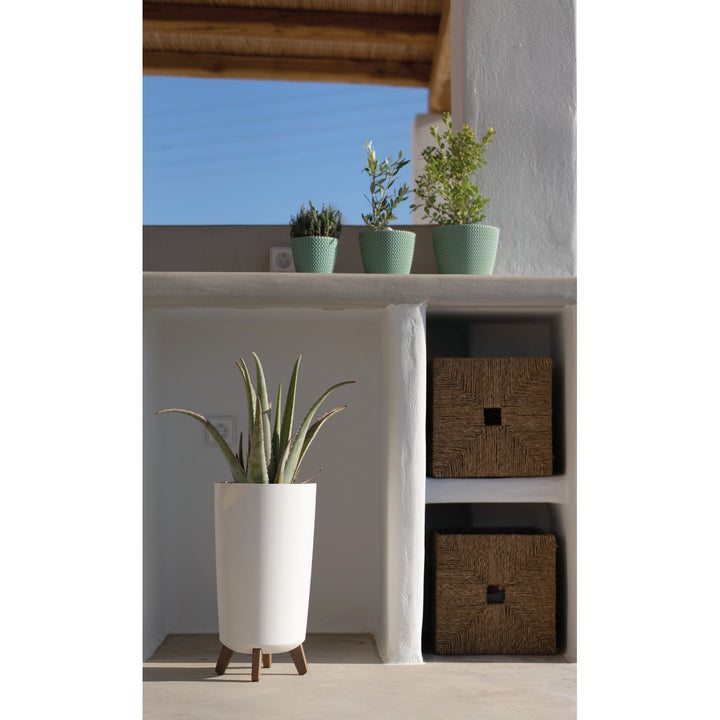 Prosperplast virágcserép, átmérő 195mm, magasság 365mm, lábakon, fehér, Gracia Tubus Slim