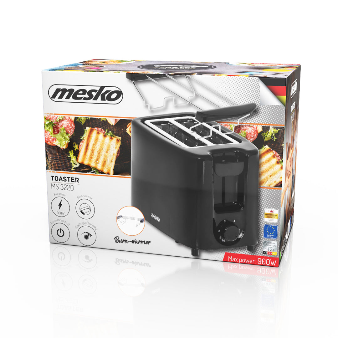 Mesko kenyérpirító, 2 szeletes kenyérpirító, 900W, fekete, MS 3220