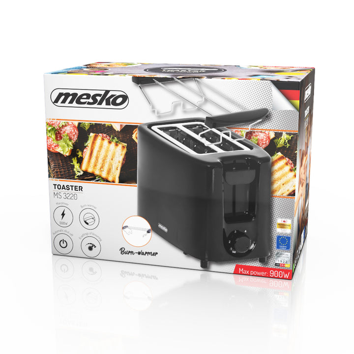Mesko kenyérpirító, 2 szeletes kenyérpirító, 900W, fekete, MS 3220