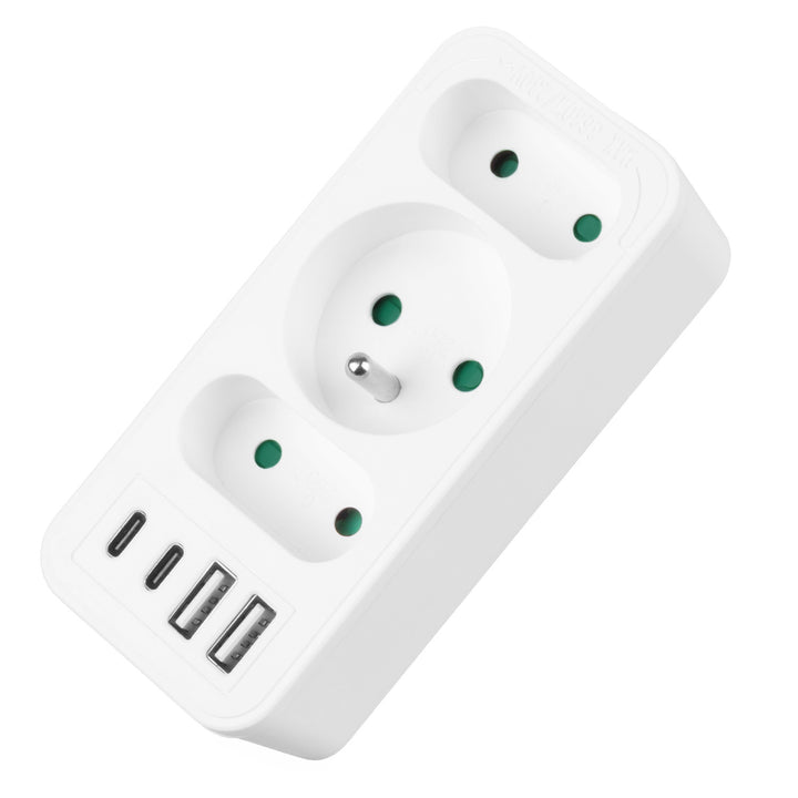 Áramkimenet x3 + 4xUSB Maclean, 3-aljzatos elosztó, 2xUSB A, 2xUSB C PD 20W, 1x16A + 2x6A, MCE248 F/W