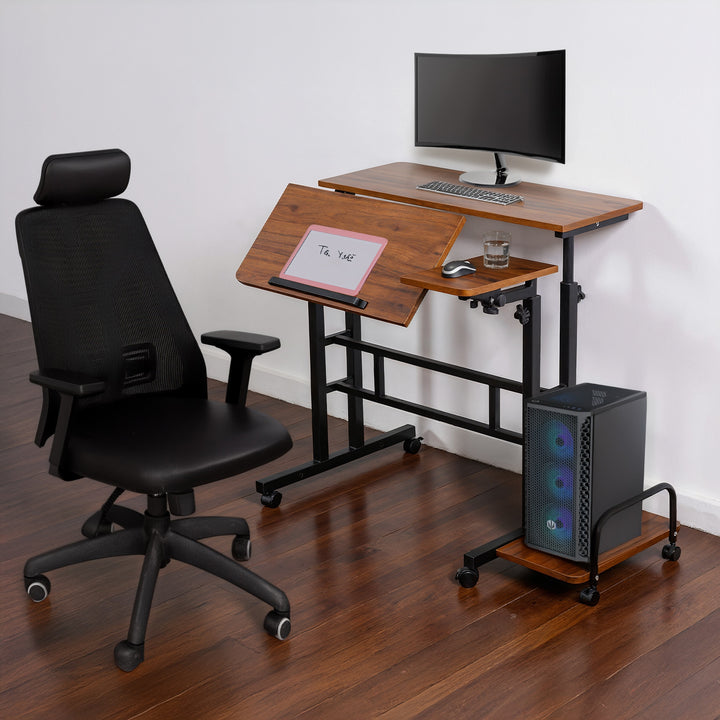 Maclean mobil laptop asztal, fekete, 80x60cm-es lap, 50kg max, magasságállítás 67-115 cm, MC-124 B
