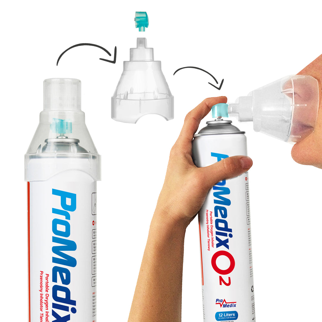 Hordozható 99,4%-os oxigén inhaláló konzerv Promedix 12L, PR-994, 5 db