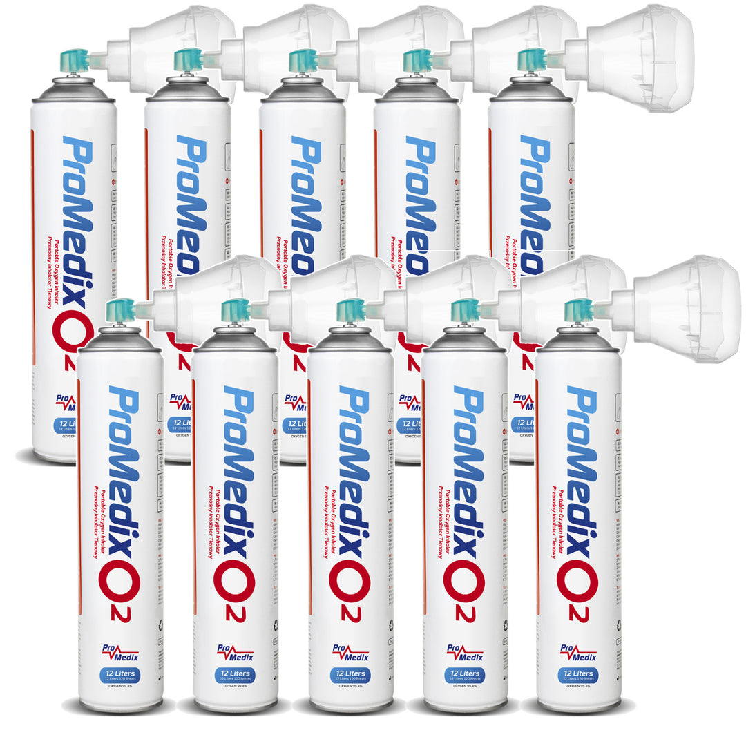 Hordozható 99,4%-os oxigén inhaláló konzerv Promedix 12L, PR-994, 10 db