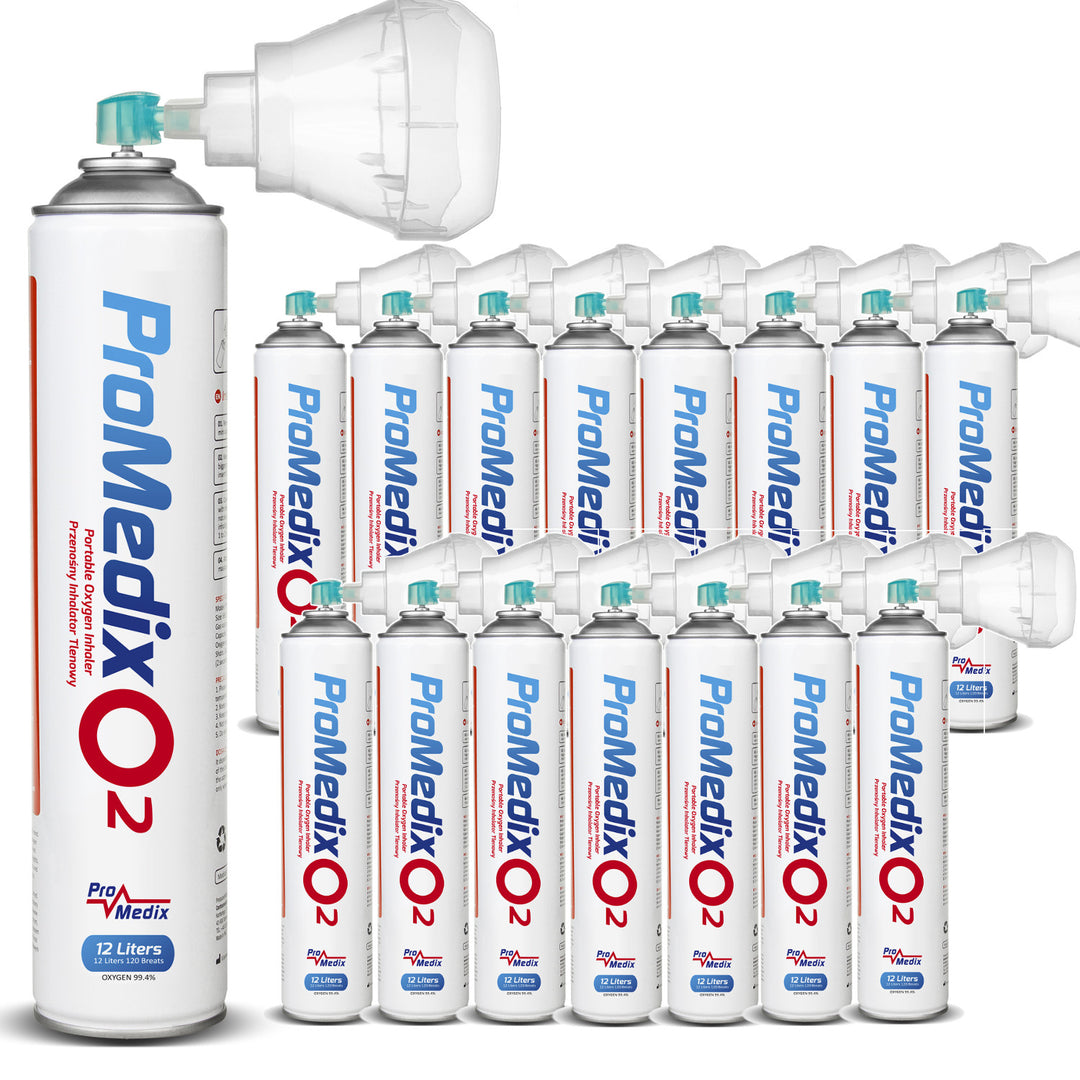 Hordozható 99,4%-os oxigén inhaláló konzerv Promedix 12L, PR-994, 16 db