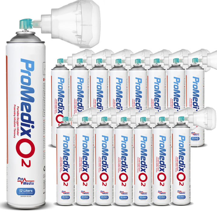 Hordozható 99,4%-os oxigén inhaláló konzerv Promedix 12L, PR-994, 16 db