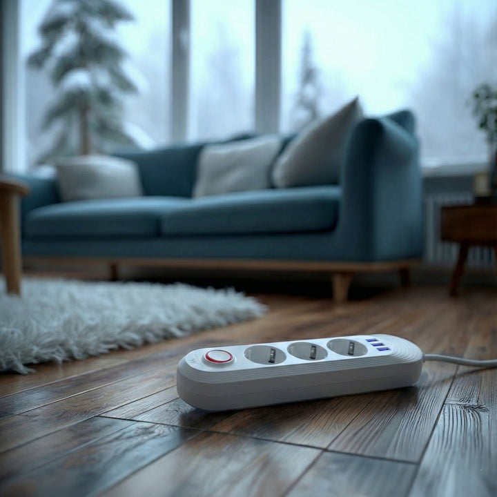 Maclean konnektor, 3 csatlakozós hosszabbító kábel + 3xUSB, 110-240V AC 50/60Hz, 2.1A max 2500W, 1.5m, fehér, MCE394 W