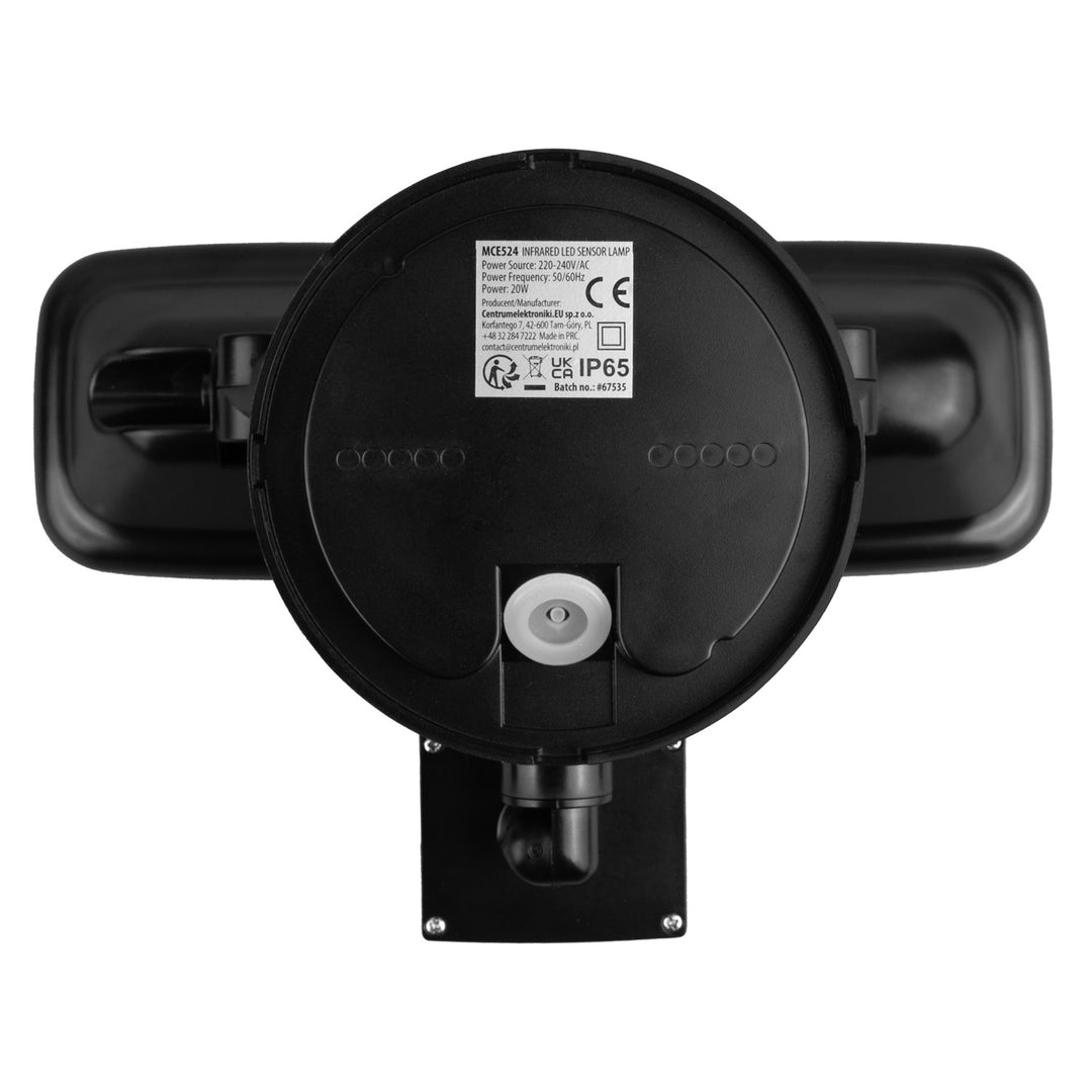 Maclean LED fali lámpa, PIR érzékelővel, 20 W, 1500 lm, IP65, semleges fehér 4000 K, fekete, MCE524 B