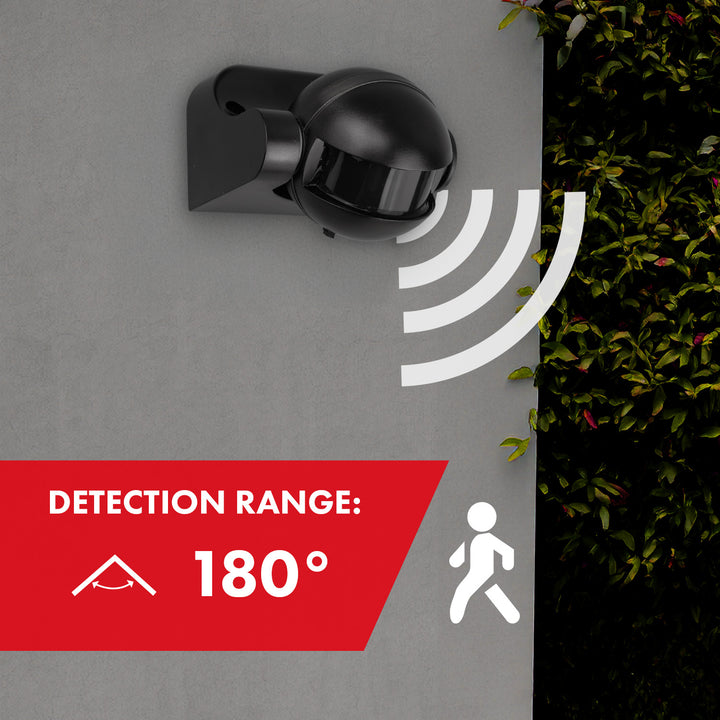 Maclean PIR mozgásérzékelő, infravörös, IP44, fekete, fekete burkolattal, hatótávolság 12 m, max. terhelés 300/1200 W, MCE358 B/B