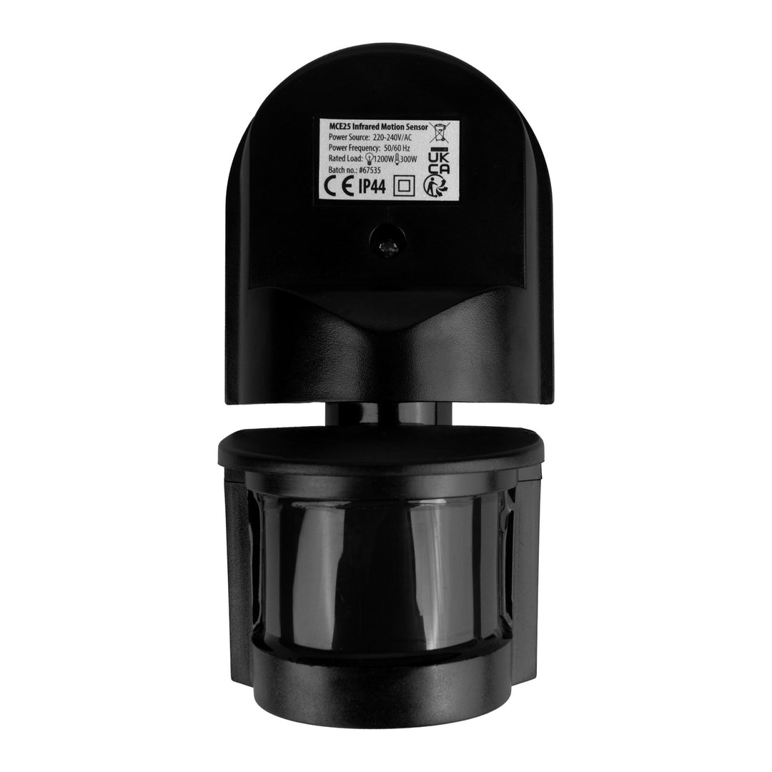 Maclean falra szerelhető mozgás- és alkonyatérzékelő, 180°, max. 1200 W, fekete, fekete burkolattal, MCE25 B/B