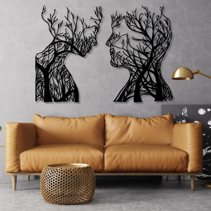 Áttetsző festmény, 3D fali dekoráció, 3D festmény "Fa fejek" 140x100cm Fekete