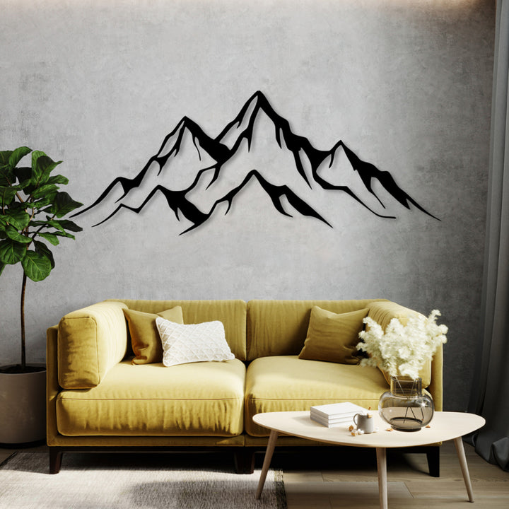 Áttetsző festmény, 3D fali dekoráció, 3D festmény "Panoráma a hegyekből" 180x61cm Fekete