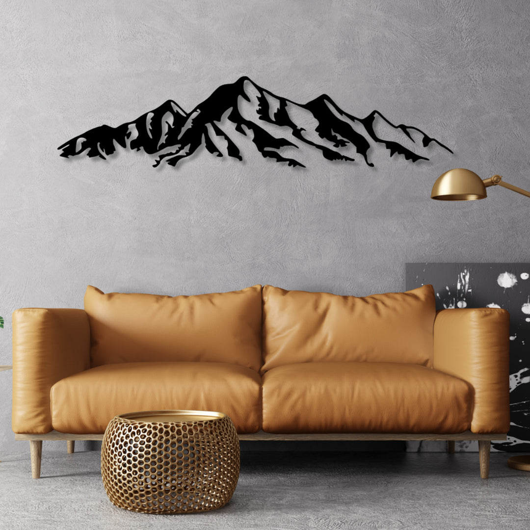 Áttetsző festmény, 3D fali dekoráció, 3D festmény "Alpok hegyek" 180x42cm Fekete