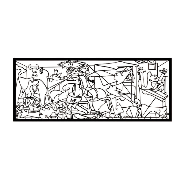 Áttetsző festmény, 3D fali dekoráció, 3D festmény "Guernica by Pablo Picasso" 100x40cm fekete