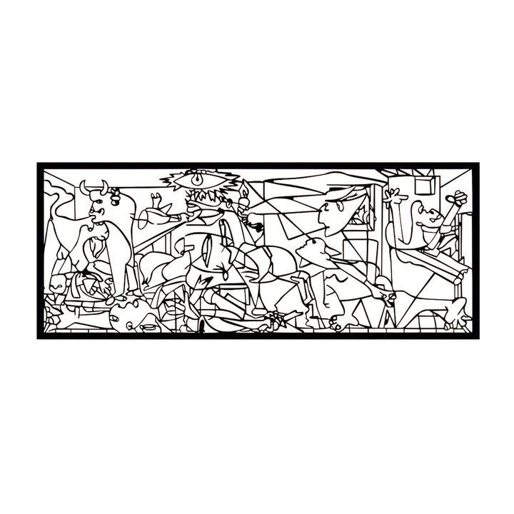 Áttetsző festmény, 3D fali dekoráció, 3D festmény "Guernica by Pablo Picasso" 100x40cm fekete