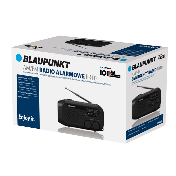 Blaupunkt hálózati/akkumulátoros rádió, LED-es zseblámpa, SOS jelzés, antenna, ER10