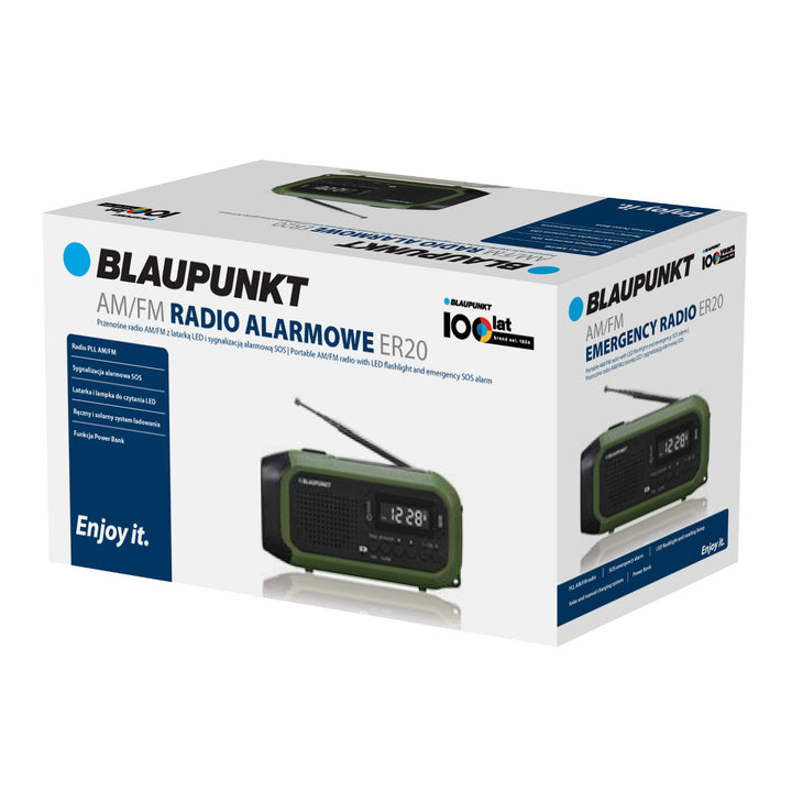 Blaupunkt hálózati/akkumulátoros rádió, LED-es zseblámpa, SOS jelzés, antenna, ER20