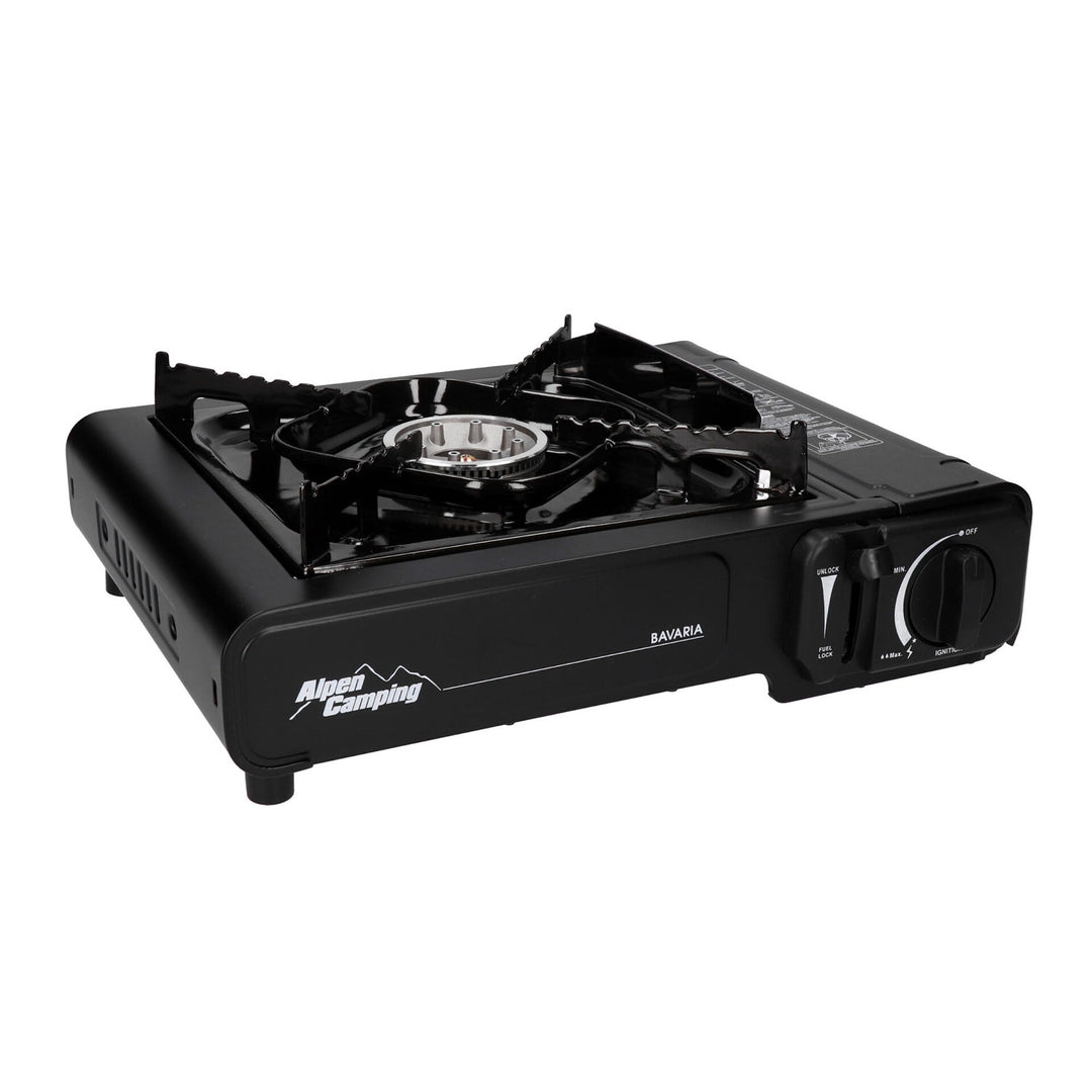 Alpen Camping kempingfőző, teljesítmény: 2,0 kW, gázfogyasztás 146g/h, gáz típusa - bután, BAVARIA