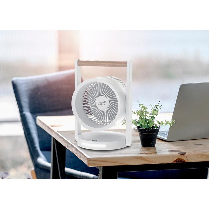LTC vezeték nélküli asztali ventilátor, éjszakai világítással és LED kijelzővel, 5 sebességfokozat, 3600 mAh akkumulátor, LXWB17