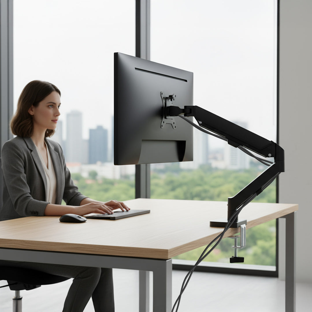 Maclean monitor tartó, gázrugós, 17"-32", 2-10kg, fekete, MC-133