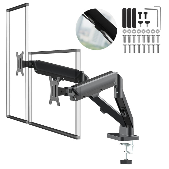 Tartó 2 Maclean monitorhoz, gázrugós, 17"-32", 2-10kg, fekete, MC-134