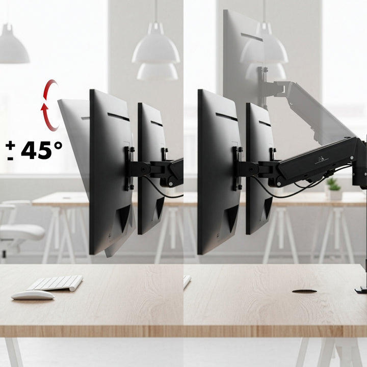 Tartó 2 Maclean monitorhoz, gázrugós, 17"-32", 2-10 kg, fekete, MC-136