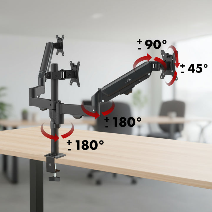 Tartó 3 Maclean monitorhoz, gázrugós, 17"-27", 2-8kg, fekete, MC-137