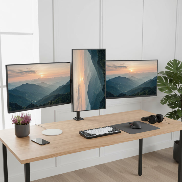 Tartó 3 Maclean monitorhoz, gázrugós, 17"-27", 2-8kg, fekete, MC-137