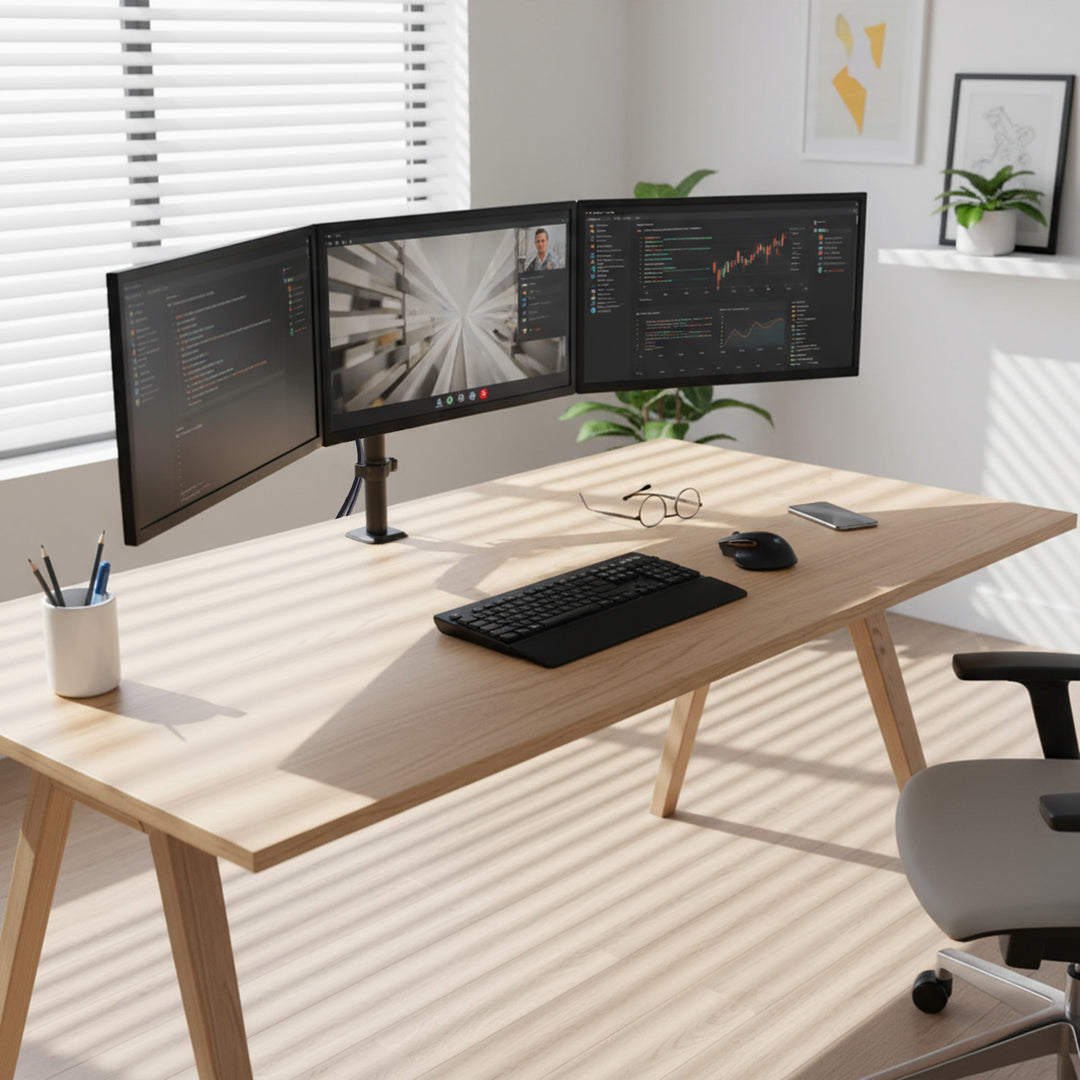 Tartó 3 Maclean monitorhoz, gázrugós, 17"-27", 2-8kg, fekete, MC-137