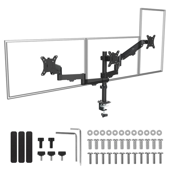 Tartó 3 Maclean monitorhoz, gázrugós, 17"-27", 2-8kg, fekete, MC-137