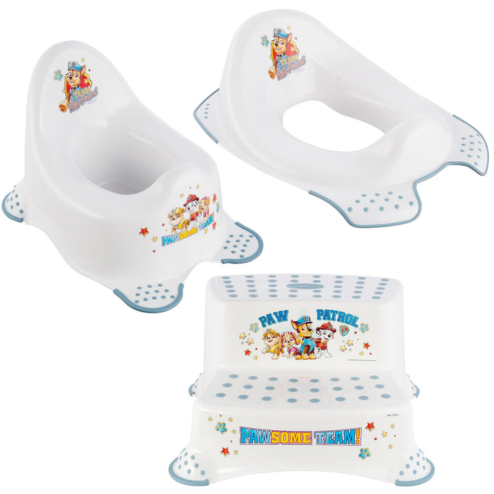 Psi Patrol csúszásgátló WC-ülőke huzat - Paw Patrol+ Psi Patrol csúszásgátló platform, Max 120kg, kétfokozatú+ Psi Patrol csúszásgátló bili, Max 15kg
