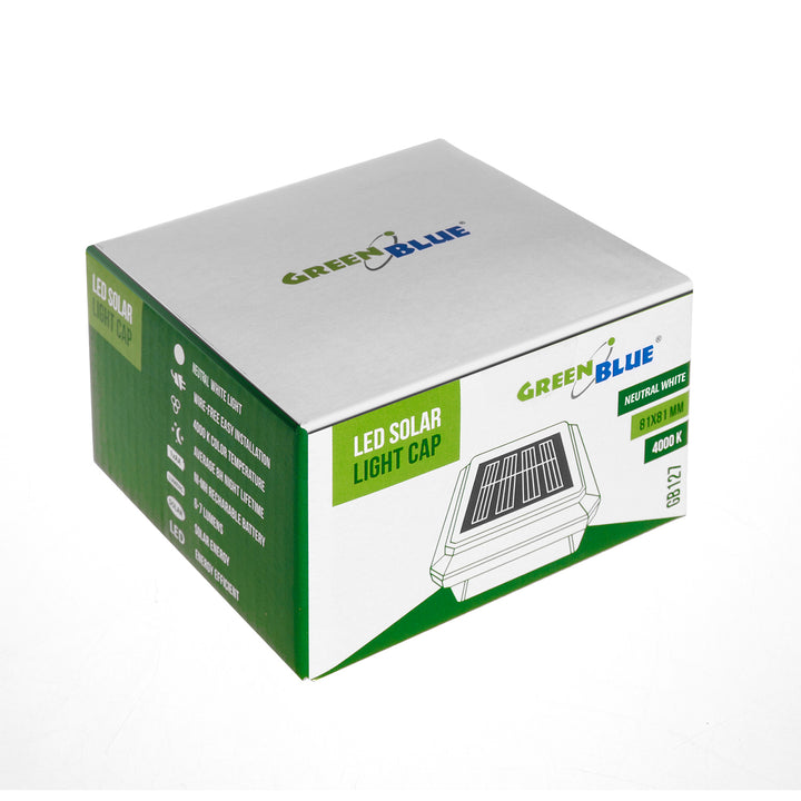 GreenBlue LED-es napelemes lámpa, 80x80mm, borítékolható, GB127, 4 db