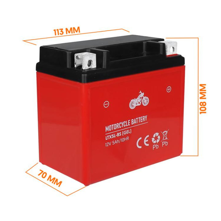 Lamex gél akkumulátor, motorkerékpár, 12V, 5Ah, LTX5L-BS