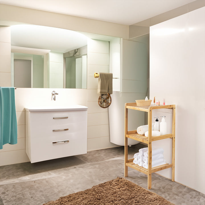 GreenBlue bambusz fürdőszobaszekrény, 370x330x780mm, 3 polc, GB321, 2 darab