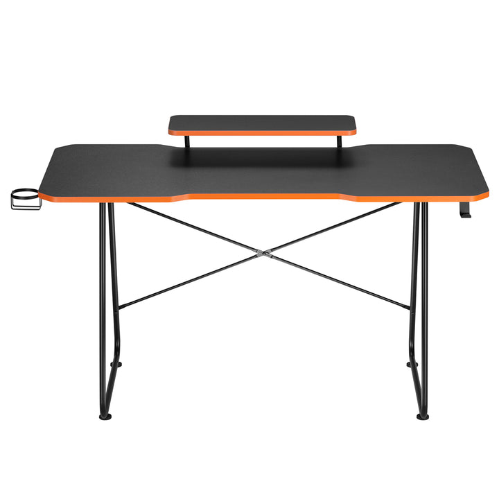 Játékasztal monitorpolccal NanoRS, 50kg max, magasság 850mm, fekete, RS170+Kábelrendező / asztali rács Nano RS, 1345mm, fekete és piros, RS125